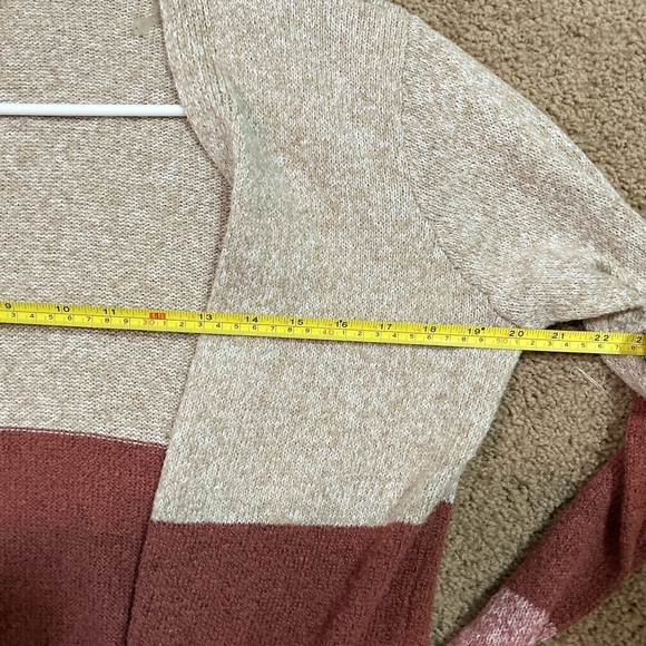 Pink Clover Tan & Rust Colorblock Open-Front Cardigan Size Small - Picture 6 of 6